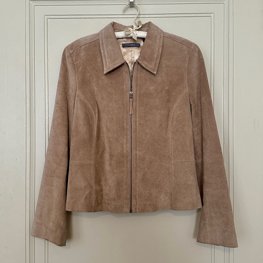 Liz Claiborne Tan Suede Zip Up Jacket